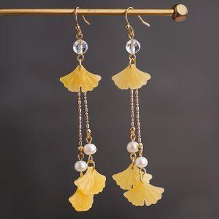 Leaf Acetate Freshwater Pearl Dangle Earring