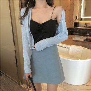 Spaghetti Strap Top / A-line Skirt / Cardigan
