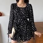 Long-sleeve Dotted Dress Dots - Black - One Size