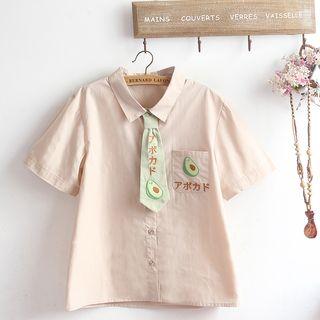 Embroidered Pocket Detail Short-sleeve Shirt