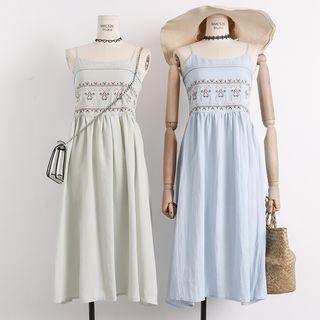 Ethnic-embroidered Sleeveless A-line Dress