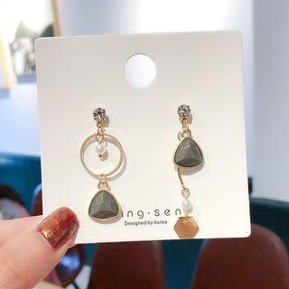 Mismatch Faux Crystal Dangle Earring / Clip-on Earring