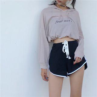Set: Letter Hoodie + Drawstring Shorts
