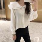 Layered-collar Blouse White - One Size