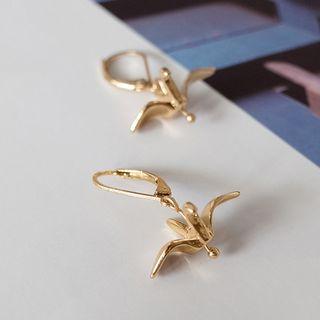 Metal Origami Crane Dangle Earring