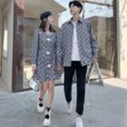 Long-sleeve Bow Print Mini A-line Dress / Shirt / Pants