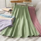 Elastic High-waist A-line Midi Skirt In 9 Colors
