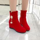 Wedge-heel Embellished Short Boots