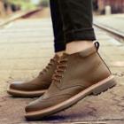 Genuine-leather Perforated High-top Oxfords