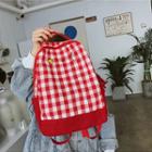 Embroidered Plaid Backpack