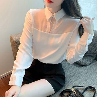 Long Sleeve Panel Chiffon Shirt