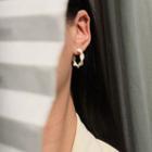 Twisted Alloy Open Hoop Earring 1 Pair - S925 Silver Stud Earrings - White - One Size