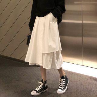 Asymmetrical Layered Midi A-line Skirt