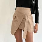 High-waist Irregular Hem Mini Skirt