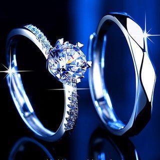 Rhinestone / Sterling Silver Open Ring