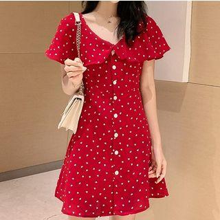 Heart Print A-line Chiffon Dress