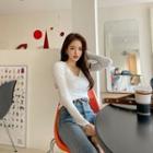 Collared Ribbed Cropped T-shirt
