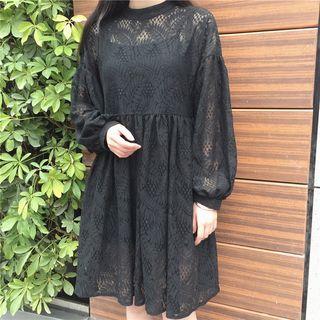 Set: Plain Camisole + Lace Long Sleeve Dress