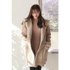 Hooded Buttoned Faux-shearling Coat