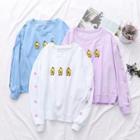 Chick Embroidered Buttoned Sweatshirt