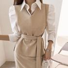 V-neck Dip-back Vest With Sash
