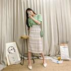 H-line Midi Plaid Skirt