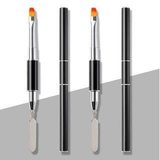Dual Head Nail Art Gel Brush Black - One Size