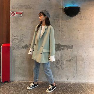 Contrast Cuff Double-breasted Blazer