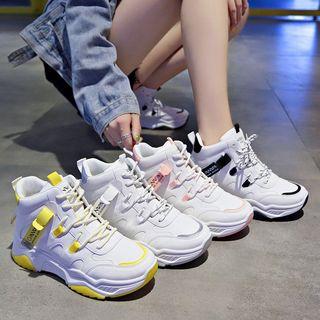 Two-tone Platform High-top Sneakers