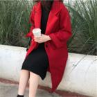 Notch Lapel Single Button Coat Red - One Size