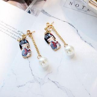 Enamel Dangling Earrings