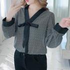 Tie-neck Houndstooth Blouse
