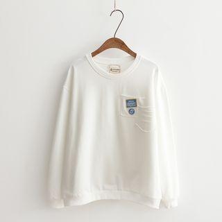 Appliqu  Distressed Pocket Pullover