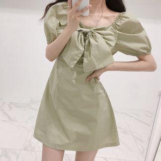 Puff Sleeve Bow Detail Dress
