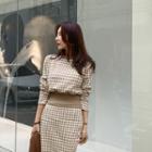 Houndstooth Blouson Top