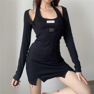Set: Halter Dress + Buckled Shrug