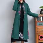 Long Embroidered Frog-button Coat