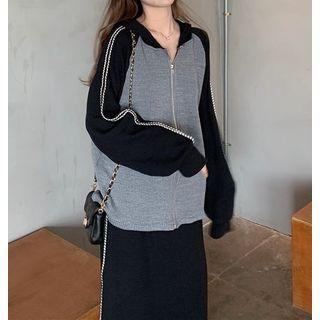 Long-sleeve Color-block Jacket / Contrast Trim Sweatpants