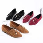 Faux Suede Buckle Accent Loafers