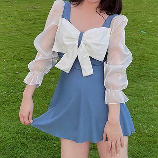 3/4-sleeve Bow Swimdress