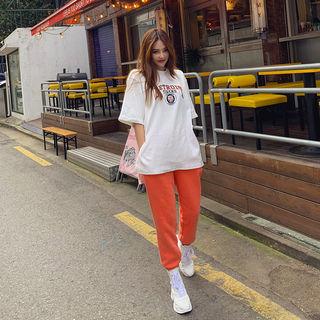 Printed Elbow-sleeve Fleece-lined T-shirt