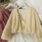 Furry-knit Camisole Top / Open-front Light Cardigan In 5 Colors