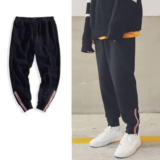 Fleece-lined Striped Harem Pants