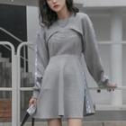 Set: Spaghetti Strap Mini Dress + Cropped Sweatshirt