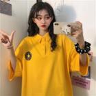 Star-print Short-sleeve Polo Shirt