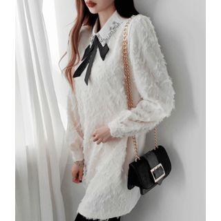 Tie-front Textured Dress
