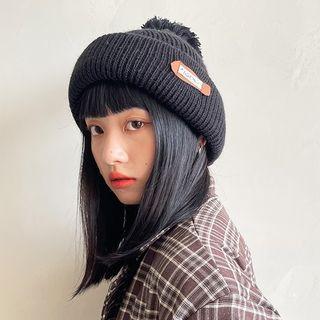 Applique Knit Pom Pom Beanie