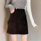 High-waist Corduroy A-line Mini Skirt
