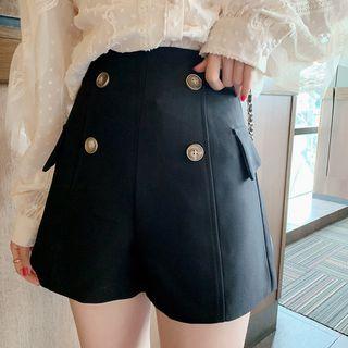 Double-breasted Wide-leg Shorts