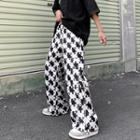 Puzzle Print High Waist Wide Leg Pants